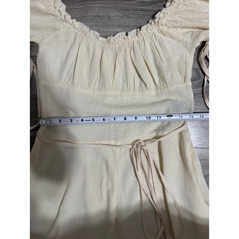 Cottagecore Cream 100% Cotton Dress Size M Gauze High-Low Peasant Renaissan - Picture 7 of 15